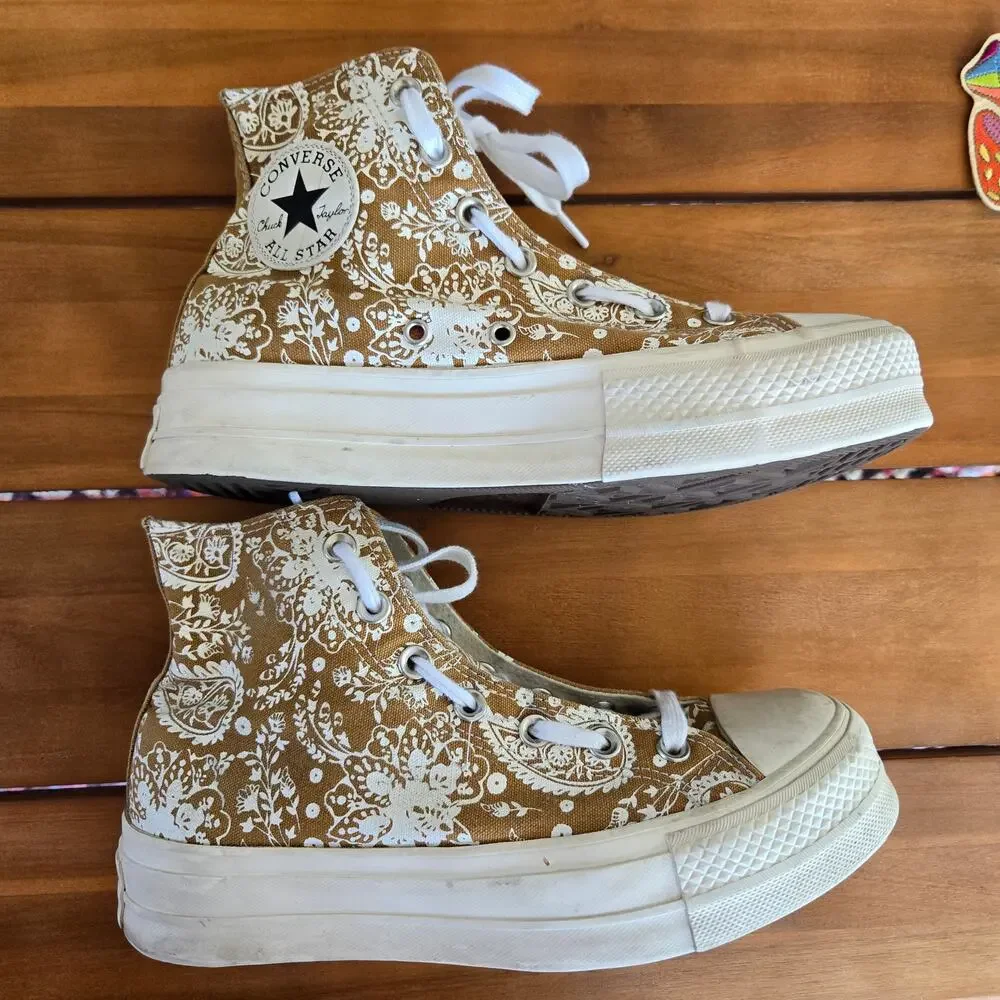 Floral and Paisley Converse High Tops Size 8